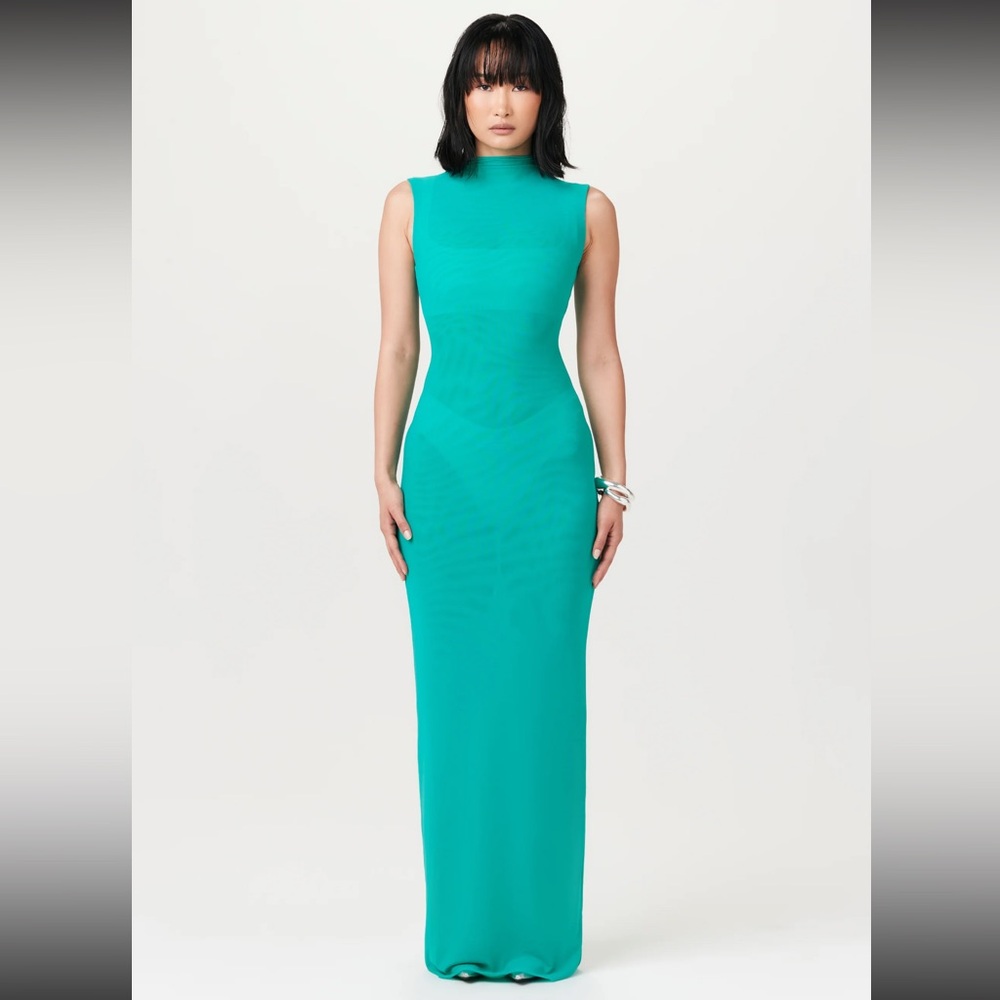 Turquoise mesh dress
